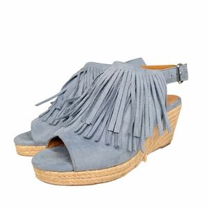 ComfortView Diane powder blue suede fringe sandal